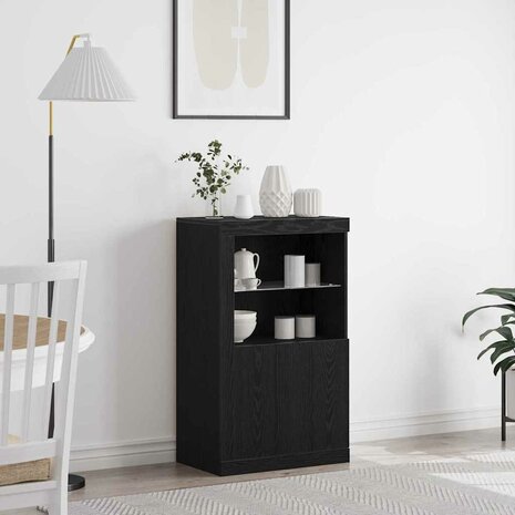 Bijzetkast Zwart eiken 60.5 x 37 x 100 cm Bewerkt hout 1