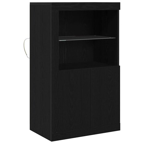 Bijzetkast Zwart eiken 60.5 x 37 x 100 cm Bewerkt hout 2