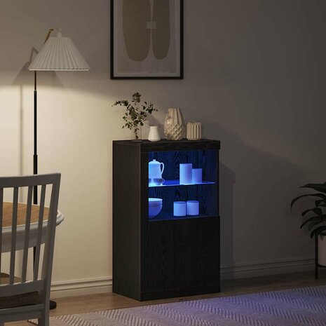 Bijzetkast Zwart eiken 60.5 x 37 x 100 cm Bewerkt hout 5