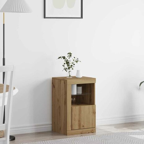 Bijzetkast artisanaal eikenkleurig 41 x 37 x 67 cm Bewerkt hout 1