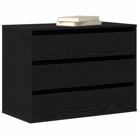 Ladekast met lade Zwart eiken 80 x 41 x 58 cm Bewerkt hout 3