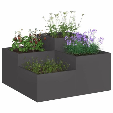 Tuin Bloempot Zwart 100 x 100 x 48 cm Staal 3