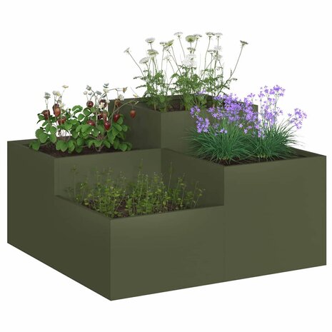 Tuin Bloempot Olijfgroen 100 x 100 x 48 cm Staal 3