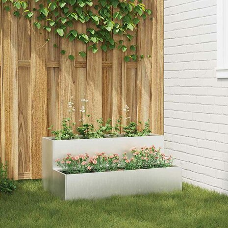 Tuin Bloempot Zilver 100 x 60 x 45 cm Roestvrij staal 1