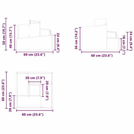 Tuin Bloempot Antraciet 60 x 60 x 50 cm Staal 9