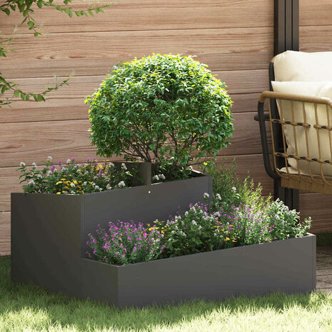 Tuin Bloempot Zwart 80 x 80 x 50 cm Koudgewalst staal 1