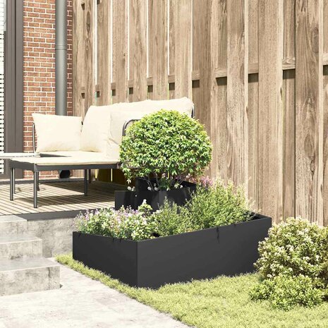 Tuin Bloempot Zwart 80 x 80 x 50 cm Koudgewalst staal 4