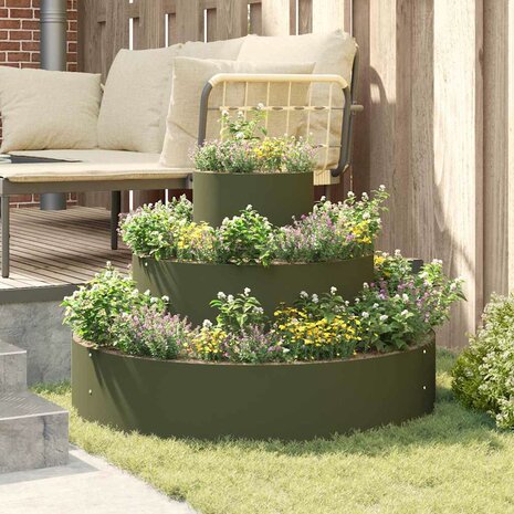 Tuin Bloempot Olijfgroen 90 x 90 x 20 cm Staal 4