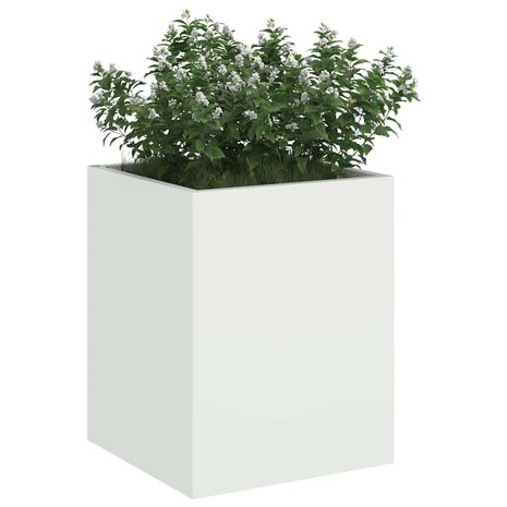Tuin Bloempot Wit 32 x 32 x 40 cm Koudgewalst staal 3
