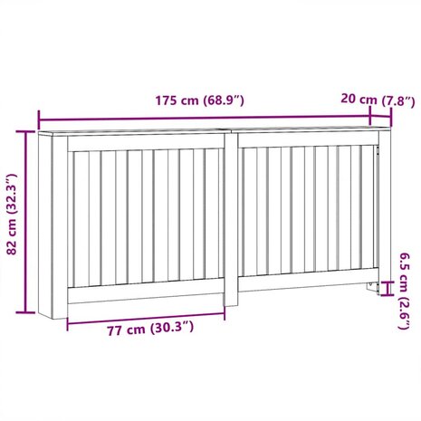 Radiatorafdekking Zwart Eiken 175 x 20 x 82 cm 9