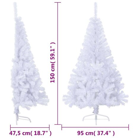 Kunstkerstboom met standaard half 150 cm PVC wit 9