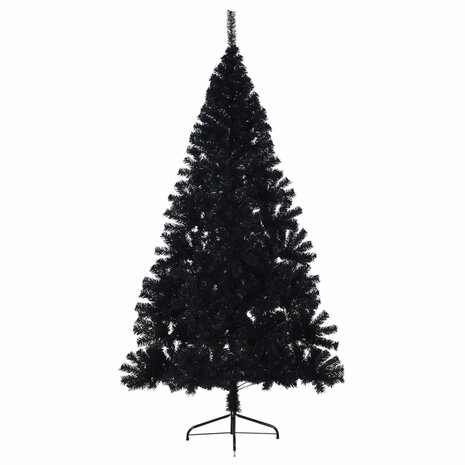Kunstkerstboom met standaard half 210 cm PVC zwart 3