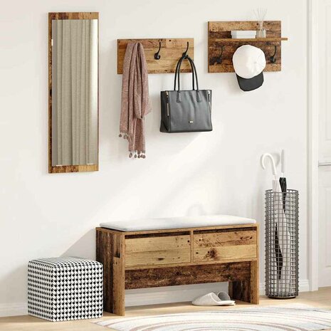 Halmeubelset met lade Oud hout 90 x 31 x 46,5 cm Bewerkt hout 1