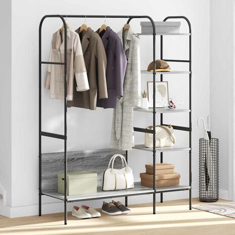 Kledingrek met plank Grijs 120 x 44 x 160 cm Bewerkt hout 4