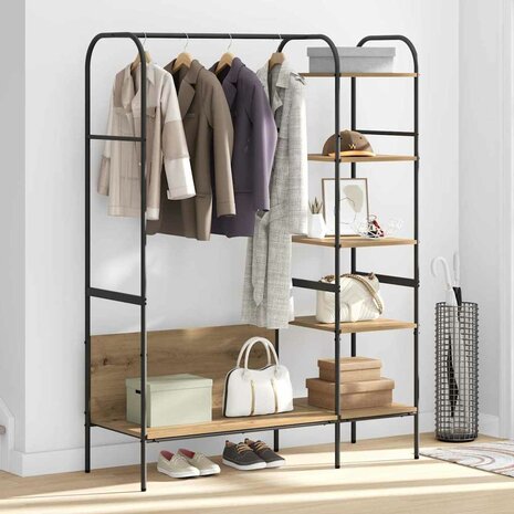 Kledingrek met plank Beige 120 x 44 x 160 cm Bewerkt hout 4