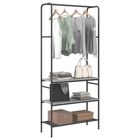 Kledingrek met planken Grijs sonoma 77 x 30 x 171 cm 3