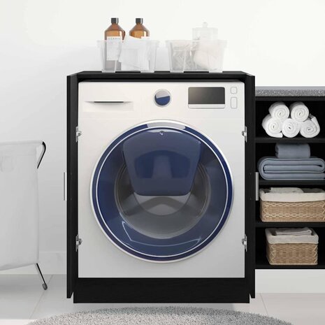 Wasmachinekast met opslag Zwart eiken 70.5 x 71.5 x 91.5 cm 4
