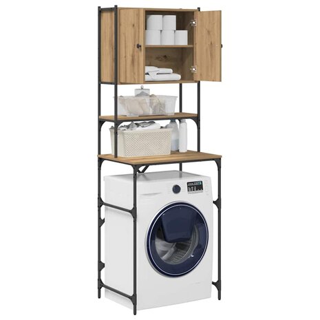 Wasmachinekast artisanaal eikenkleurig 68 x 48,5 x 194 cm 3