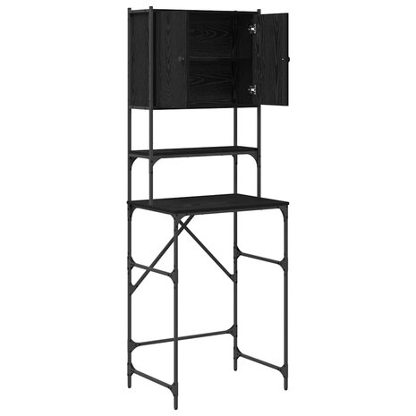 Wasmachinekast Zwart eiken 68 x 48,5 x 194 cm 5