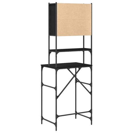 Wasmachinekast Zwart eiken 68 x 48,5 x 194 cm 8