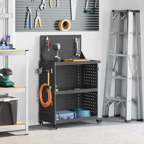 Gereedschapswagen Zwart 65 x 35 x 111 cm Koudgewalst staal 1