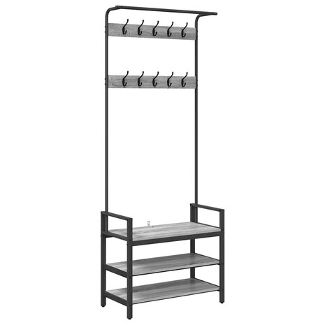 Kapstok met plank Grijs sonoma 75 x 34 x 184 cm Bewerkt hout 2