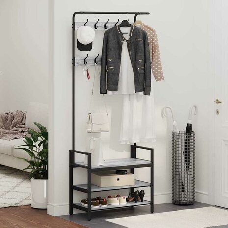 Kapstok met plank Grijs sonoma 75 x 34 x 184 cm Bewerkt hout 4