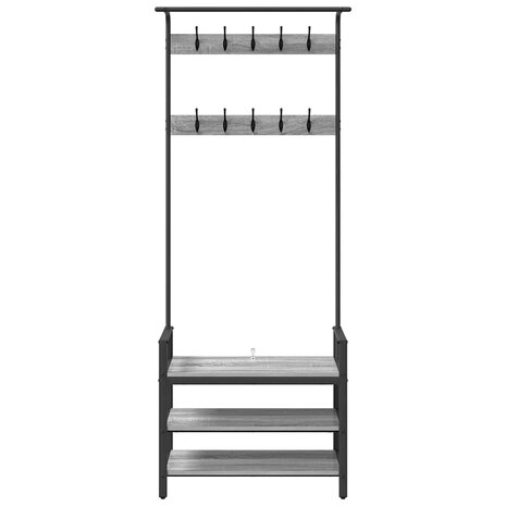 Kapstok met plank Grijs sonoma 75 x 34 x 184 cm Bewerkt hout 5