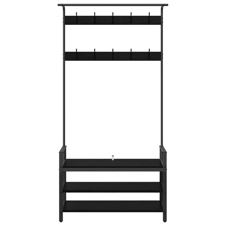 Kapstok met plank Zwart eiken 95 x 34 x 184 cm Bewerkt hout 5