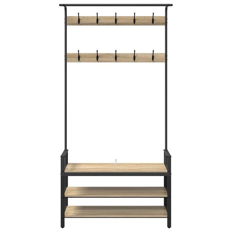 Kapstok met plank Sonoma eiken 95 x 34 x 184 cm Bewerkt hout 5