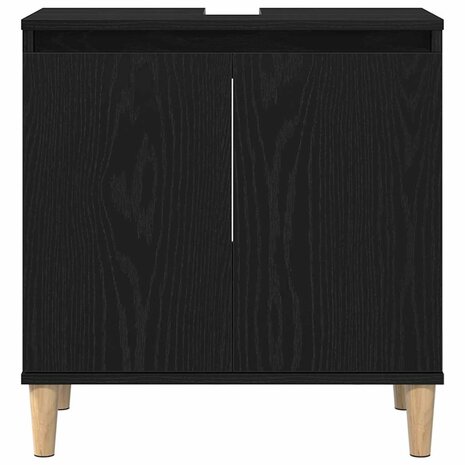 Wastafelkast met plank Zwart eiken 58 x 33 x 60 cm Bewerkt hout 7
