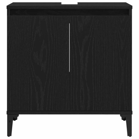 Wastafelkast met plank Zwart eiken 58 x 33 x 60 cm Bewerkt hout 7