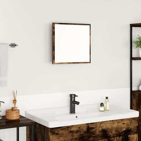 LED Badkamer Spiegel met spiegel Gerookt eiken 40 x 8,5 x 37 cm 1