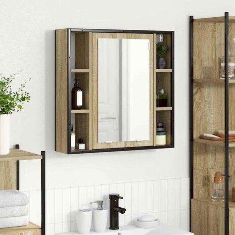 Badkamer spiegelkast Beige 60 x 16 x 60 cm Bewerkt hout 1