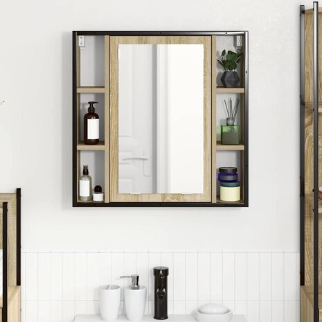 Badkamer spiegelkast Beige 60 x 16 x 60 cm Bewerkt hout 5