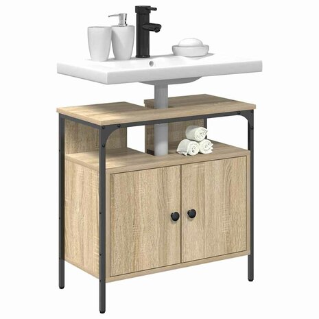 Badkamerkast Beige 60 x 30 x 60 cm Bewerkt hout 3