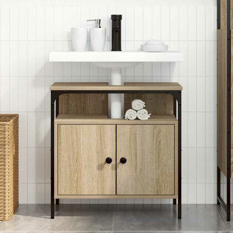 Badkamerkast Beige 60 x 30 x 60 cm Bewerkt hout 4