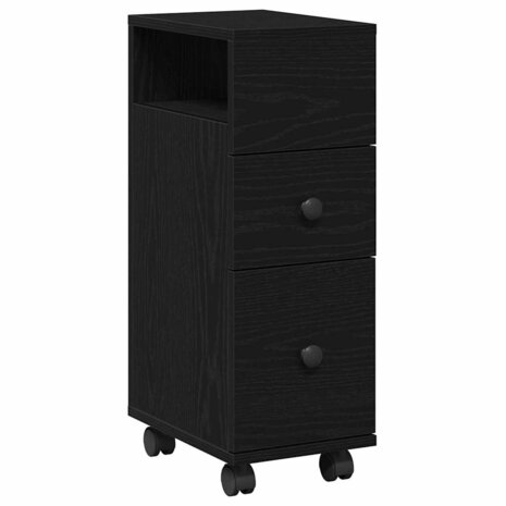 Smalle Badkamerkast Zwart eiken 33 x 23 x 65 cm Bewerkt hout 2