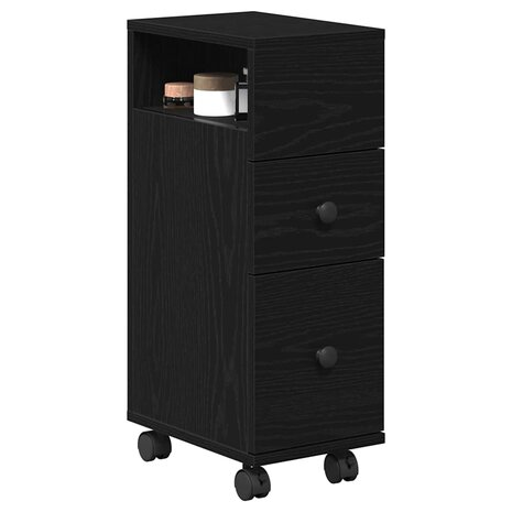 Smalle Badkamerkast Zwart eiken 33 x 23 x 65 cm Bewerkt hout 3