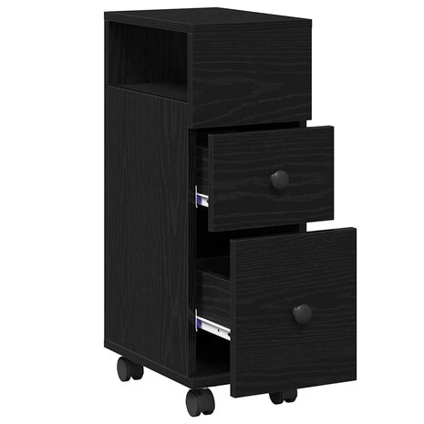Smalle Badkamerkast Zwart eiken 33 x 23 x 65 cm Bewerkt hout 7