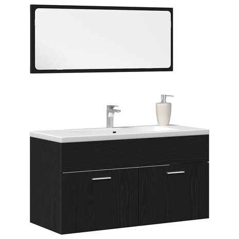 Badkamermeubelset met lade 2 pcs Zwart Eiken 90 x 38.5 x 46 cm 3