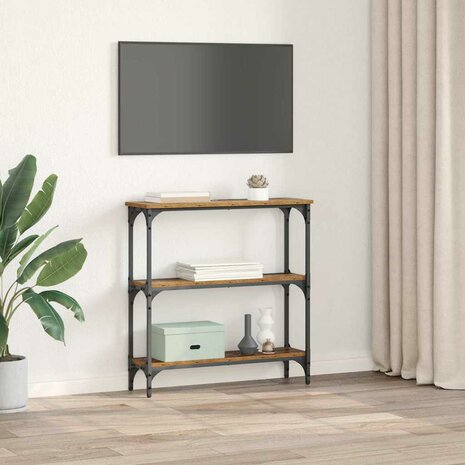 Wandtafel Oud hout 75 x 22.5 x 75 cm Engineered hout en metaal 4