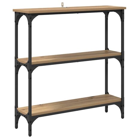 Wandtafel met plank artisanaal eikenkleurig 75 x 22.5 x 75 cm 2