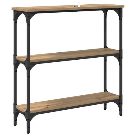 Wandtafel met plank artisanaal eikenkleurig 75 x 22.5 x 75 cm 7