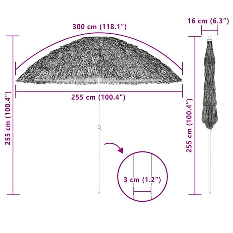 Strandparasol Bruin Ø 265 x 267 cm Staal 6