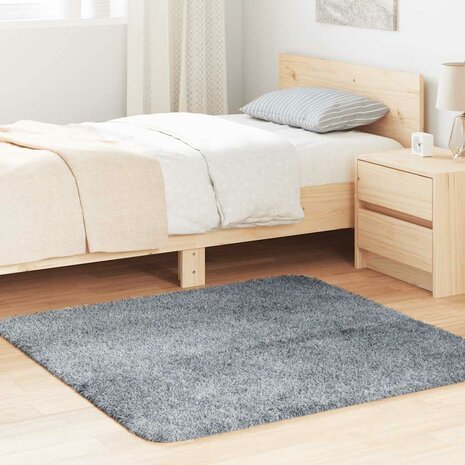 Hoogpolig vloerkleed NAVARRA 120x120 cm polyester lichtgrijs 1