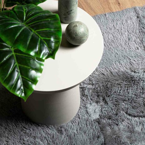 Hoogpolig vloerkleed NAVARRA 120x120 cm polyester lichtgrijs 8