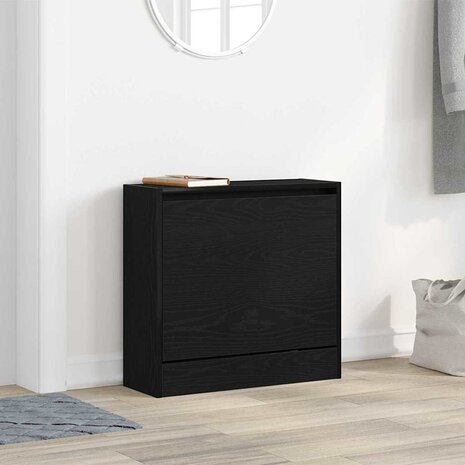 Schoenenkast Zwart eiken 60 x 21 x 57 cm Bewerkt hout 1