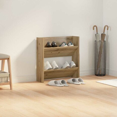 Wand Schoenenkast Anders artisanaal eikenkleurig Bewerkt hout 4