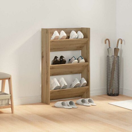 Wand Schoenenkast Anders artisanaal eikenkleurig Bewerkt hout 4